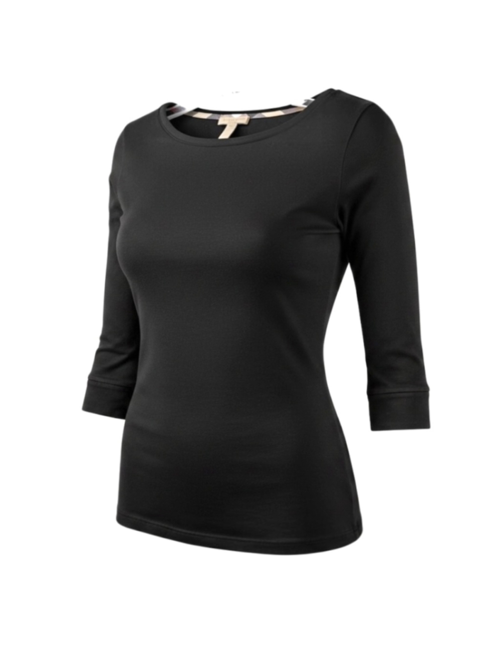 Burberry Brit 3/4 Sleeve Fitted Tee in Black Size L